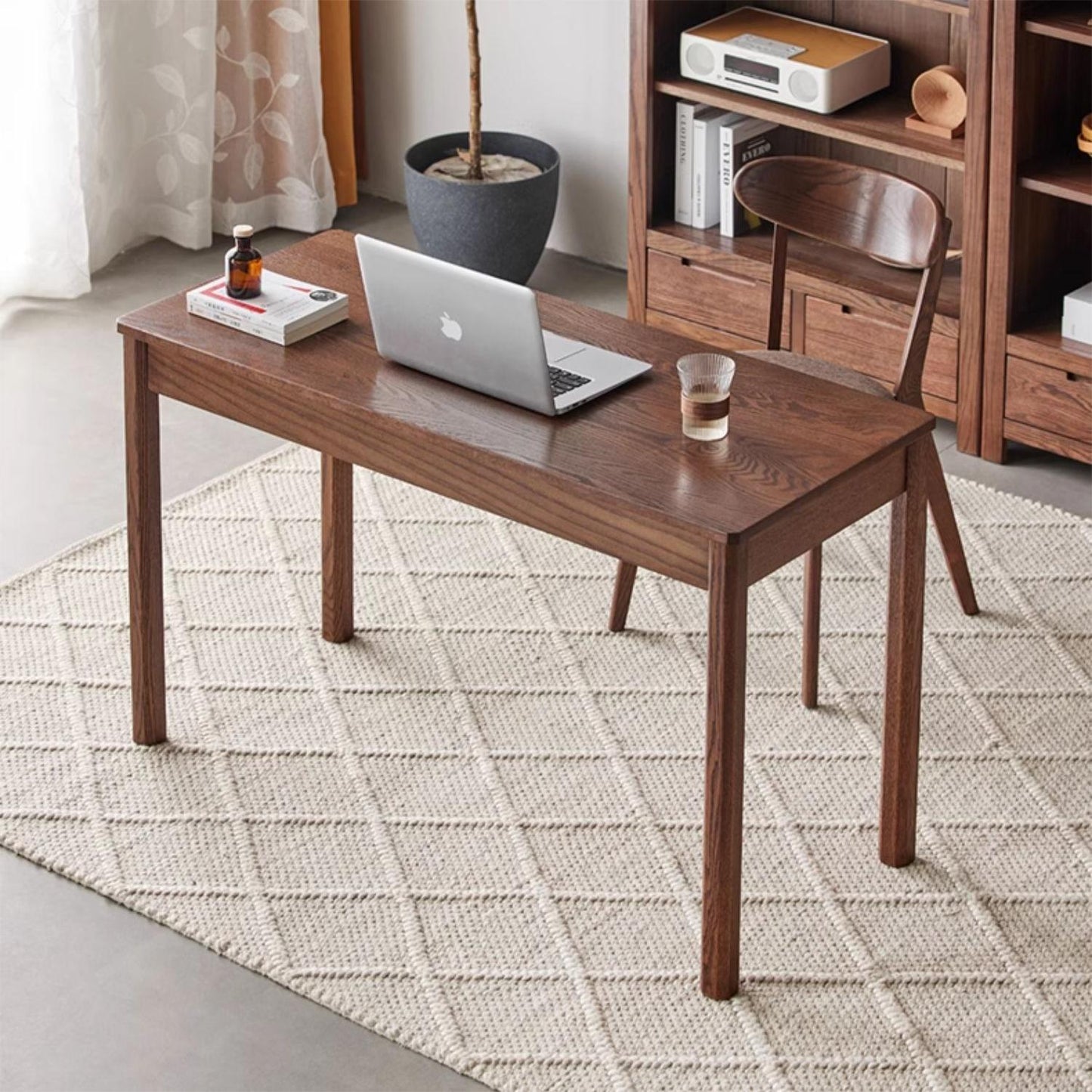 Oak Solid Wood Desk Black Walnut Color Study Computer Desk Office Desk Dressing table