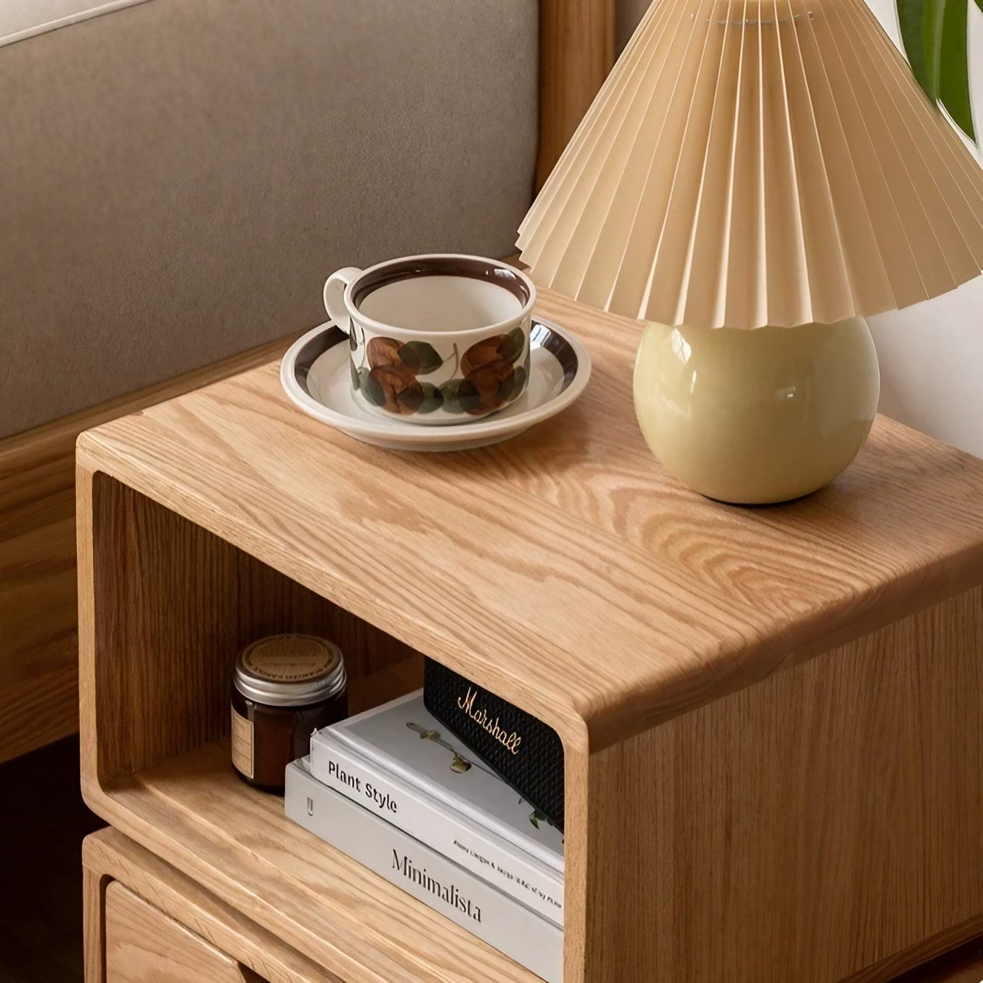 Oak Solid Wood Side Table Rotating Bedside Table