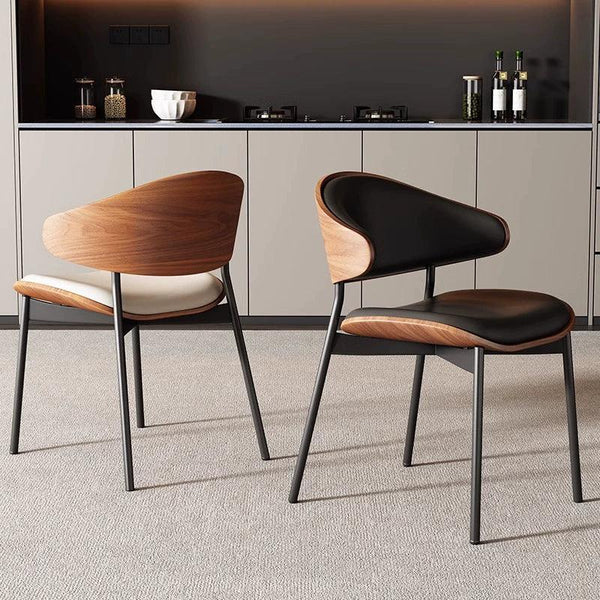 Modern Elegance Curved Wood Dining Chair Restaurant Backrest Stool