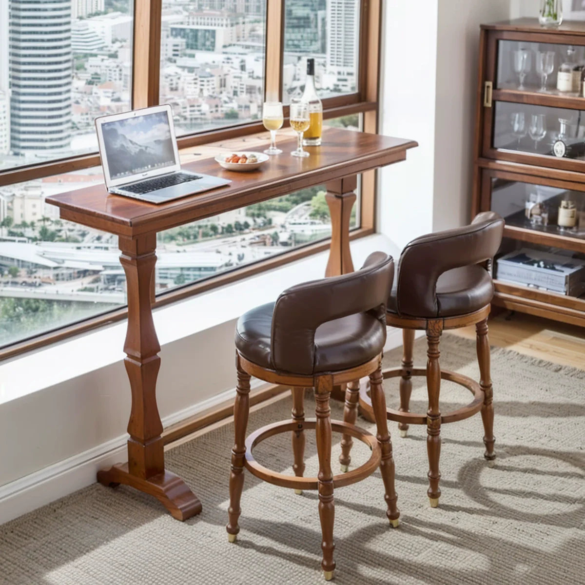 Solid Wood Counter Table, High-Legged Long Bar Table,Living Room Console Table