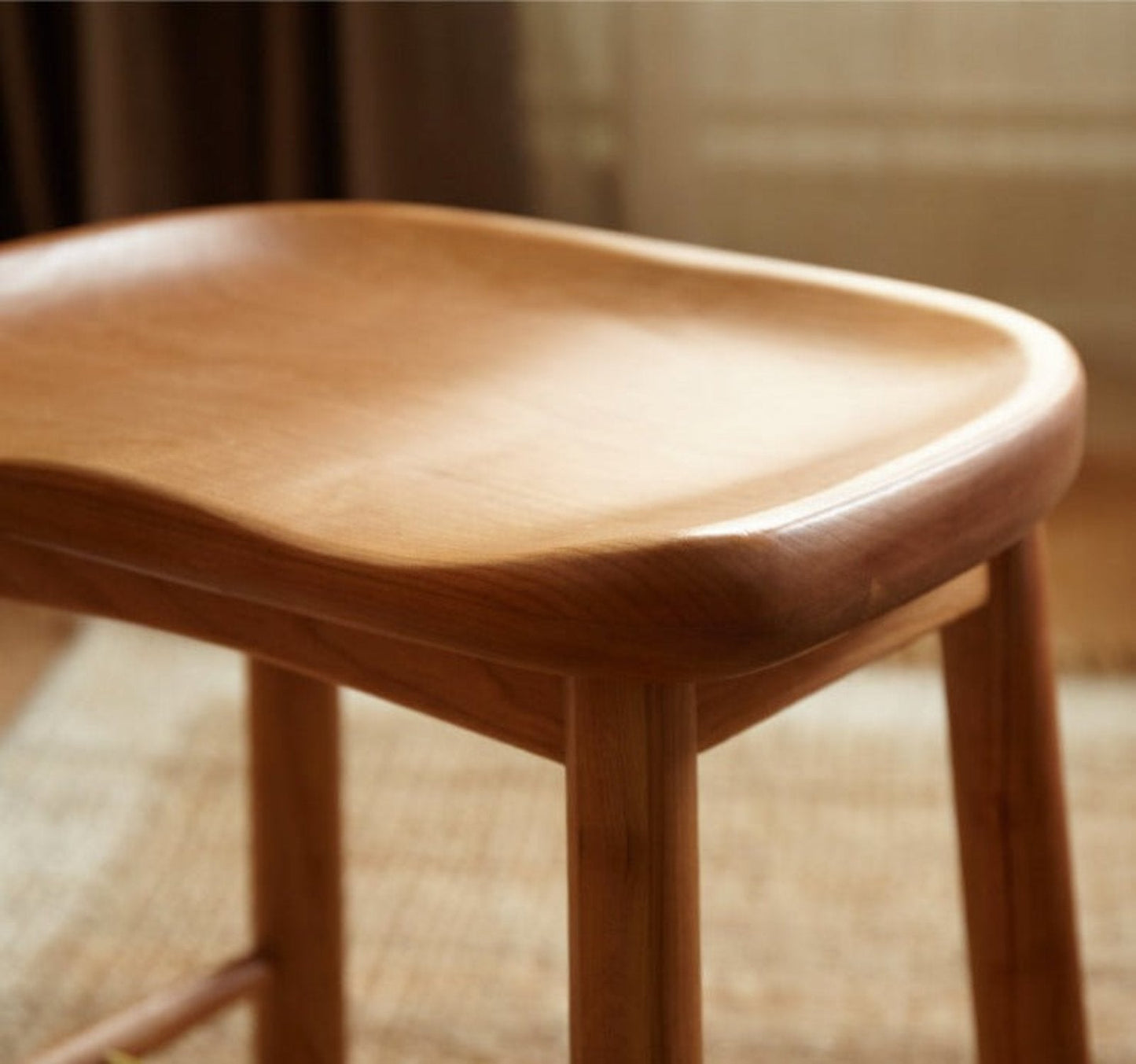 Solid wood makeup stool