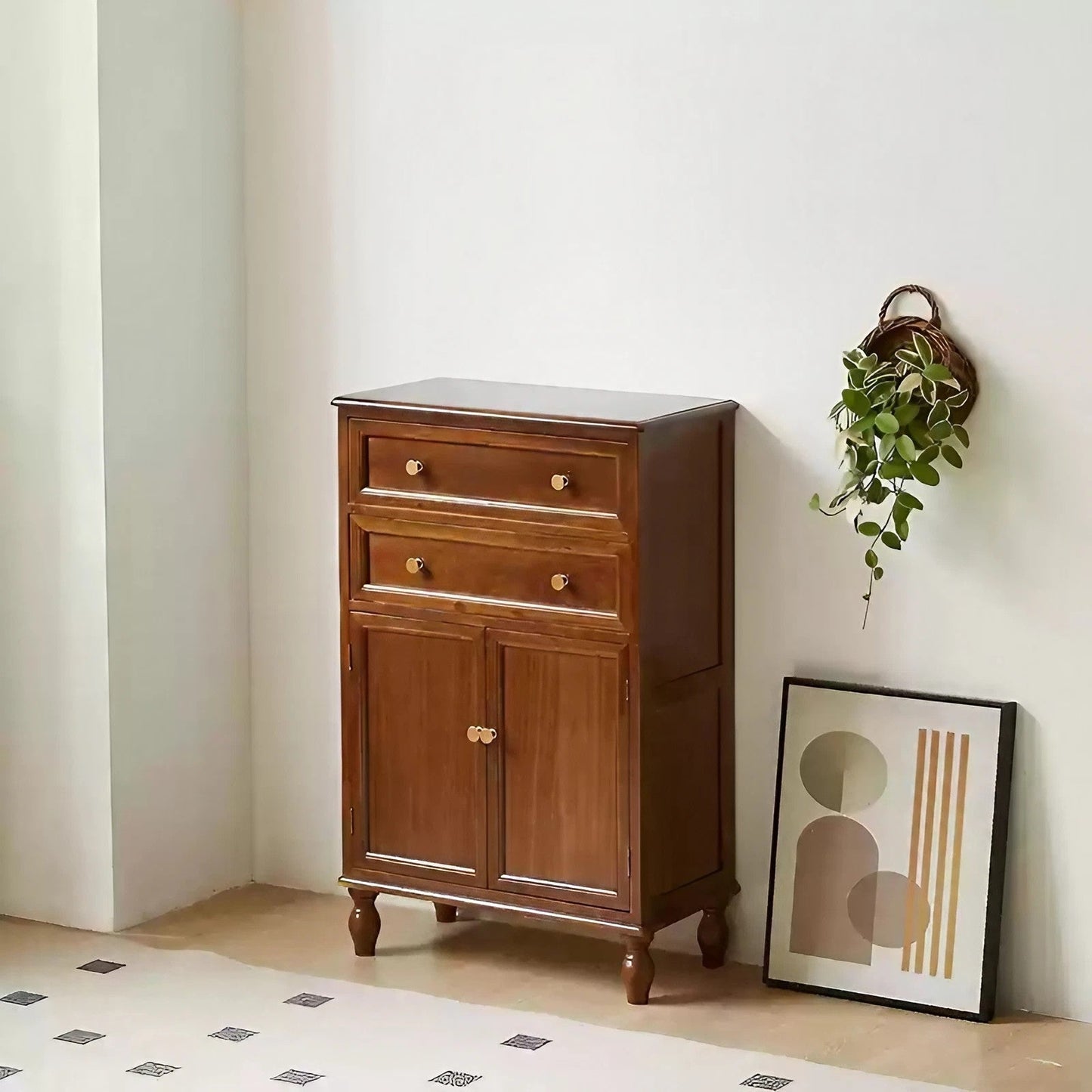 Oak Solid Wood Drawer Chest With Door