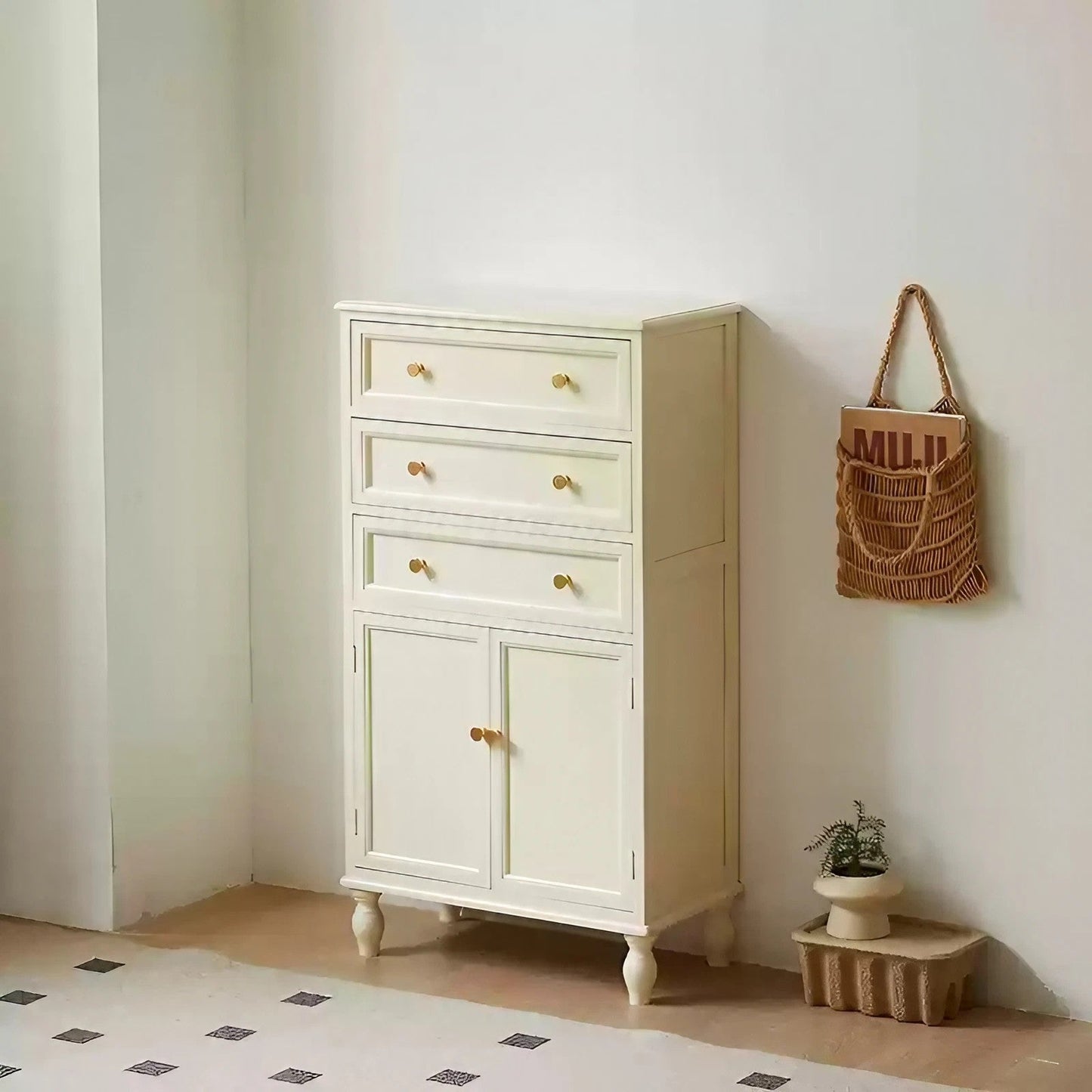 Oak Solid Wood Drawer Chest With Door