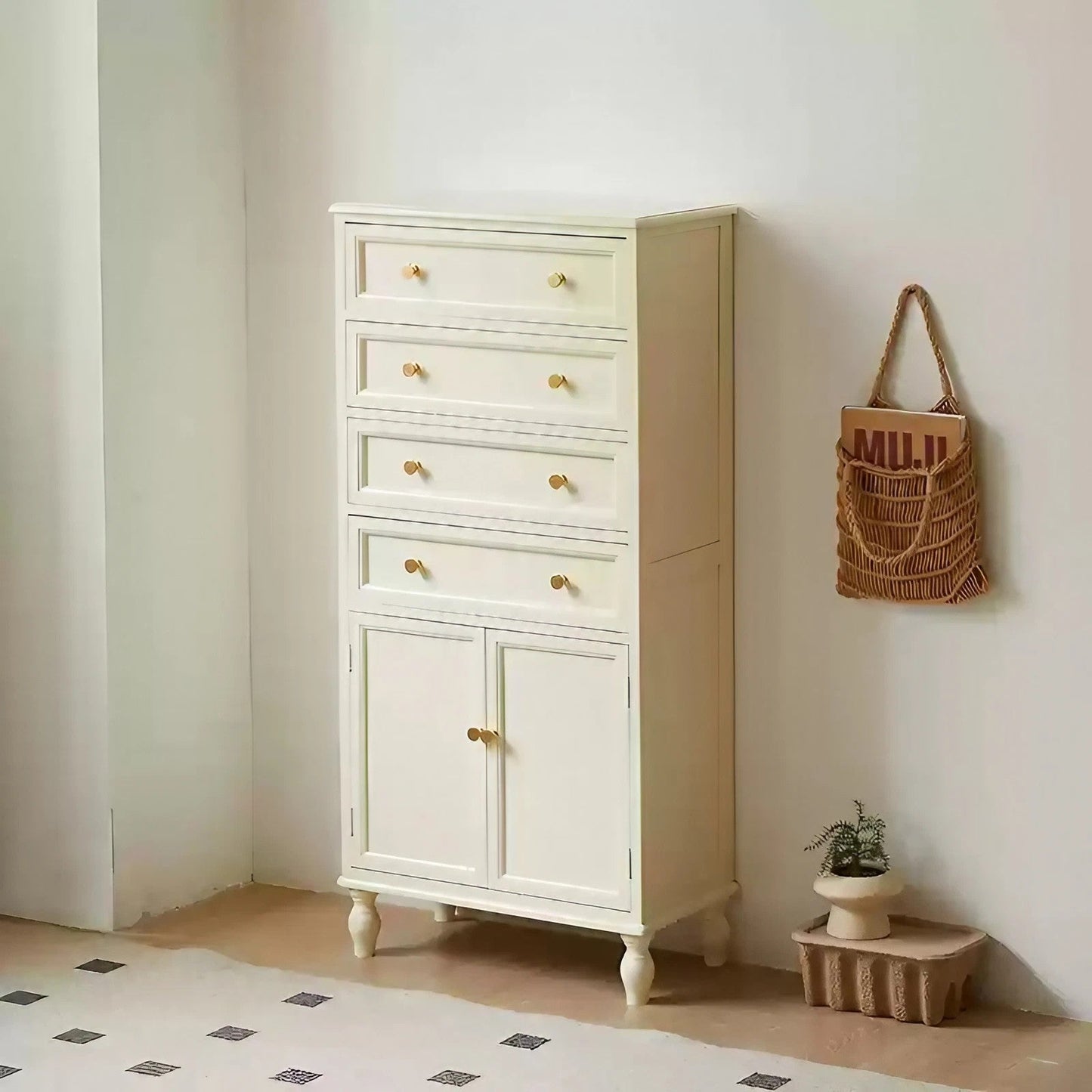 Oak Solid Wood Drawer Chest With Door