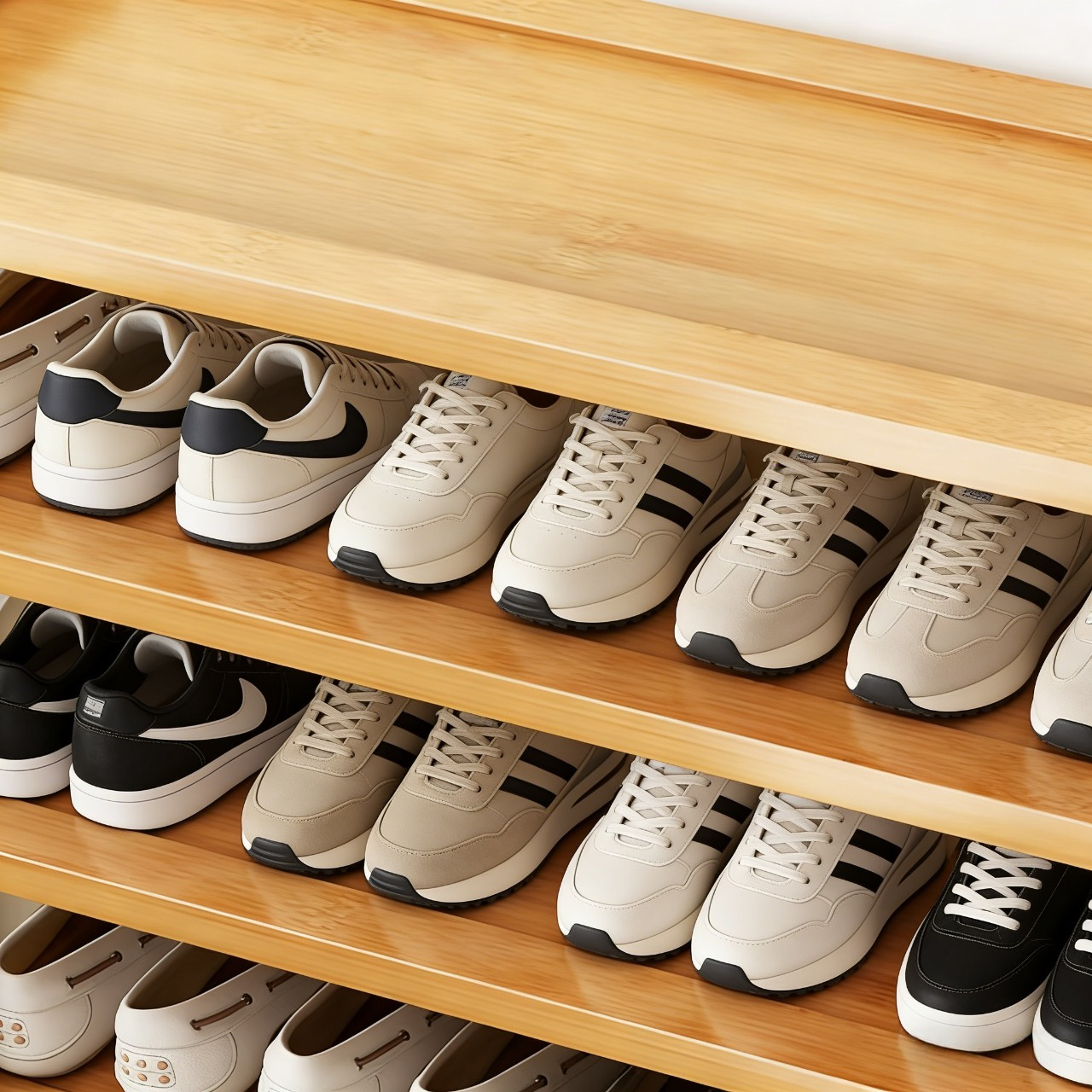 Hampton Style Shoe Rack Bamboo Shoe Rack, Multi-Tier Shoe Storage Rack, Open-Style Freestandin ...