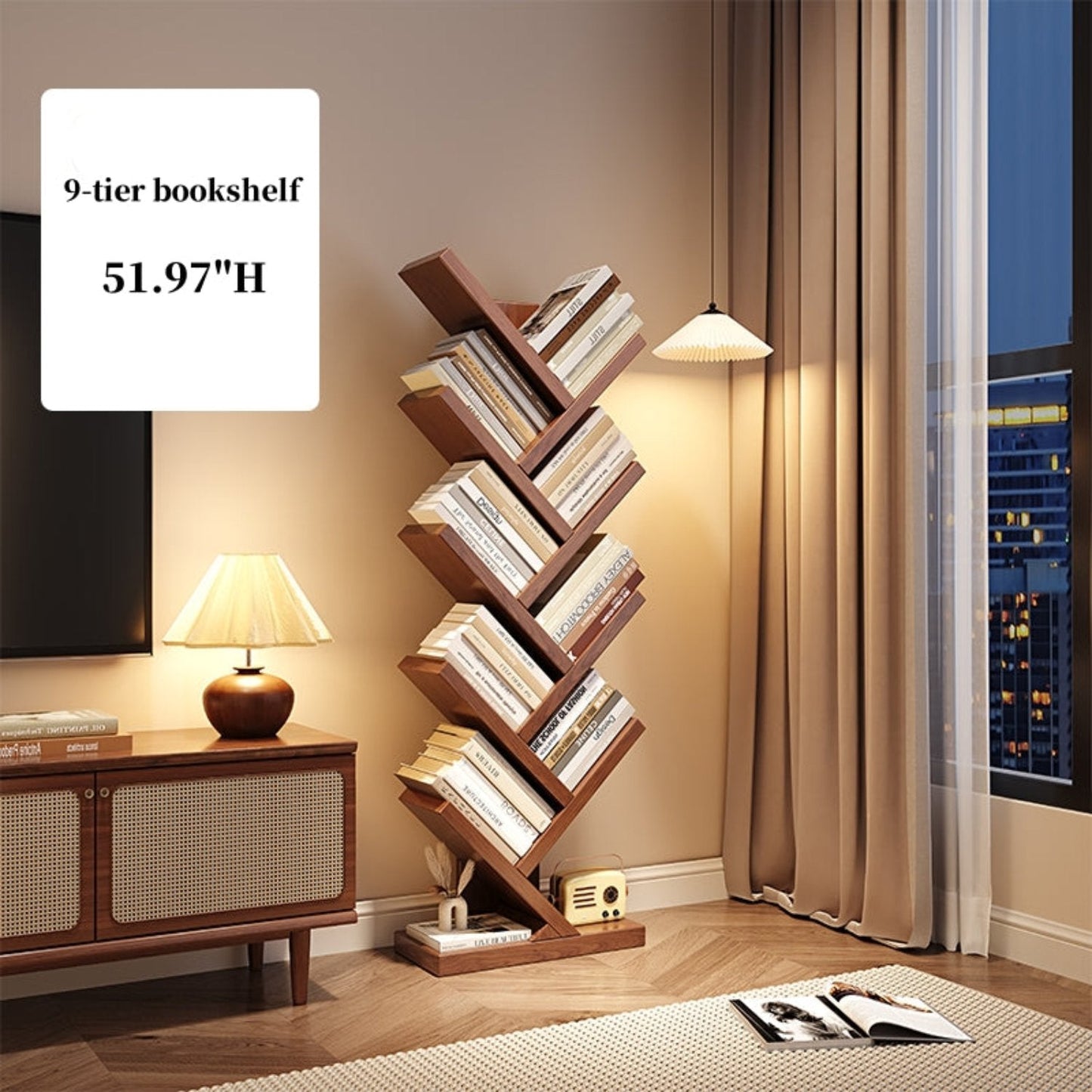 Freestanding Solid Wood Bookshelf & Display Rack