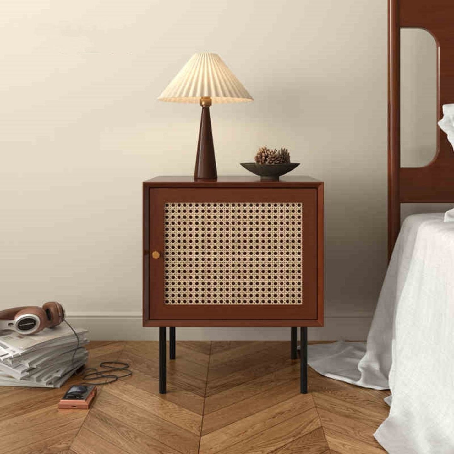 Modern Wood Nightstand - Versatile Storage