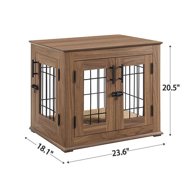 Furniture Style Dog Crate End Table, Double Doors Wooden Wire Dog Kennel with Pet Bed