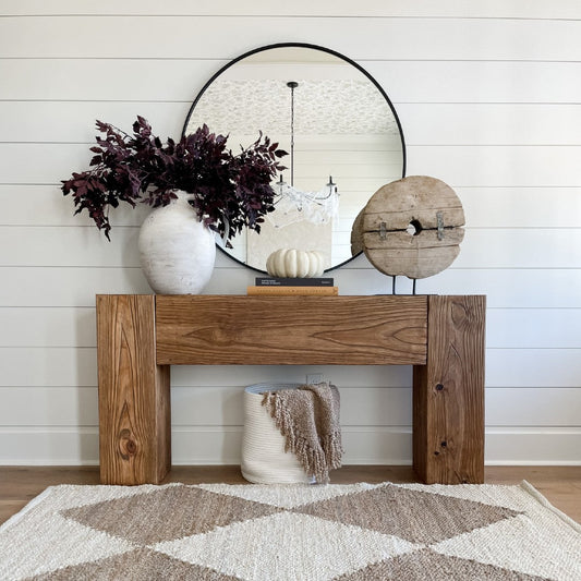 Reclaimed Wood Beam Soft Brown Solid Wood Console Table