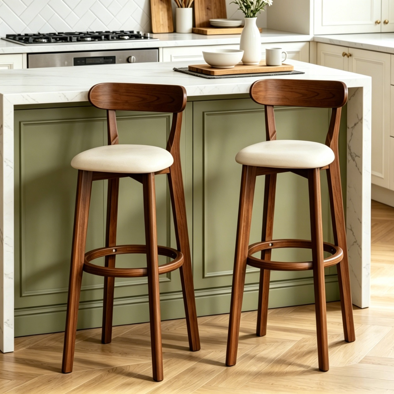 Solid Wood Bar Stools, Backrest Bar Stools, Kitchen Island Chairs, Mod ...
