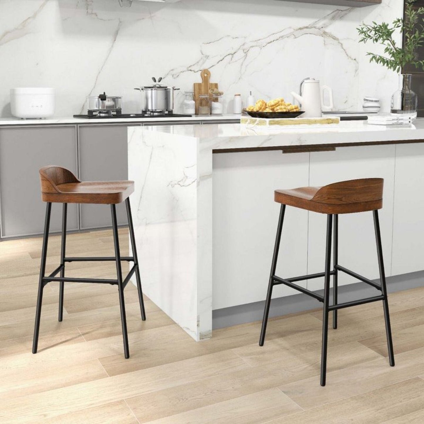 Industrial Bar Stools with Low Back