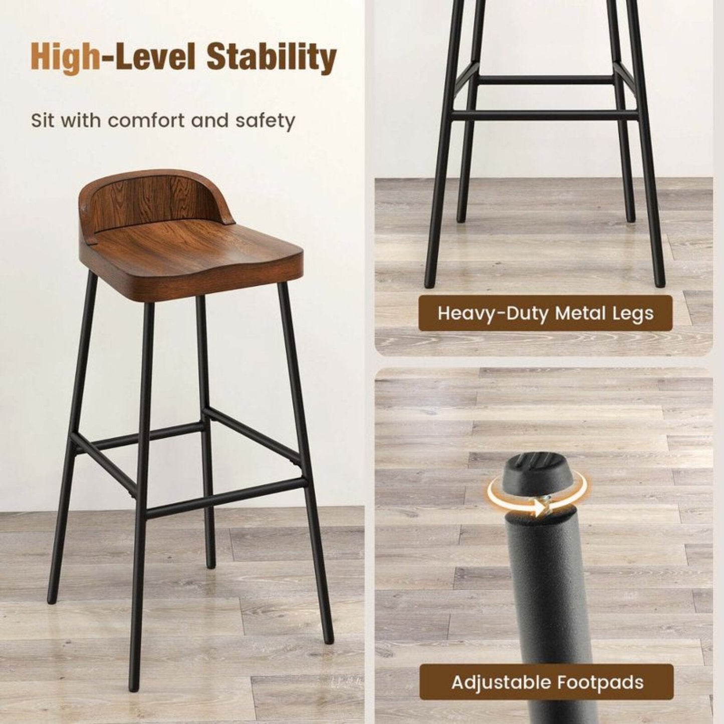 Industrial Bar Stools with Low Back