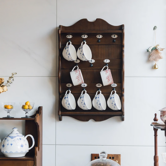 Vintage wall-mounted cup rack