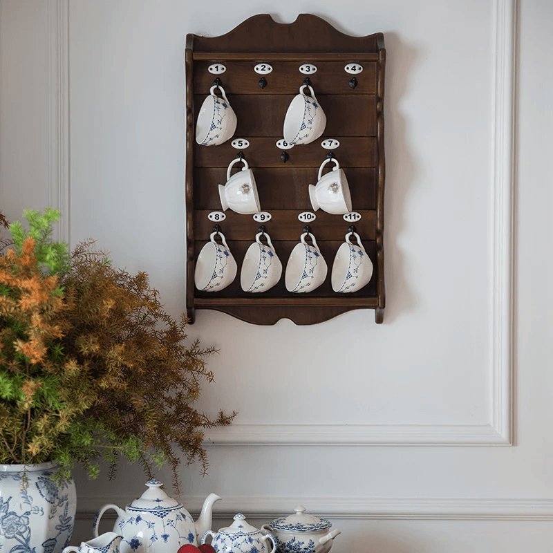 Vintage wall-mounted cup rack