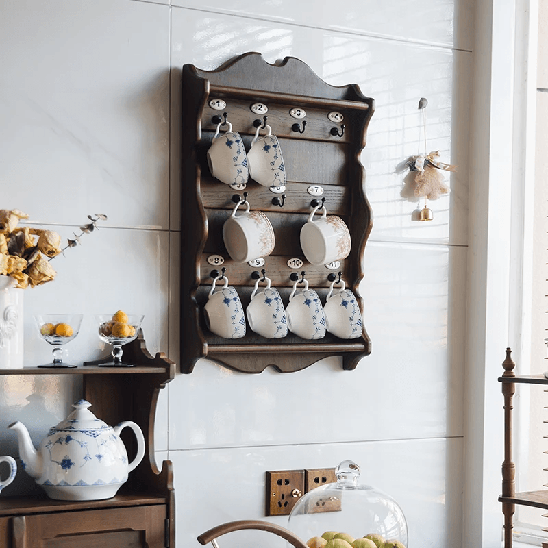 Vintage wall-mounted cup rack