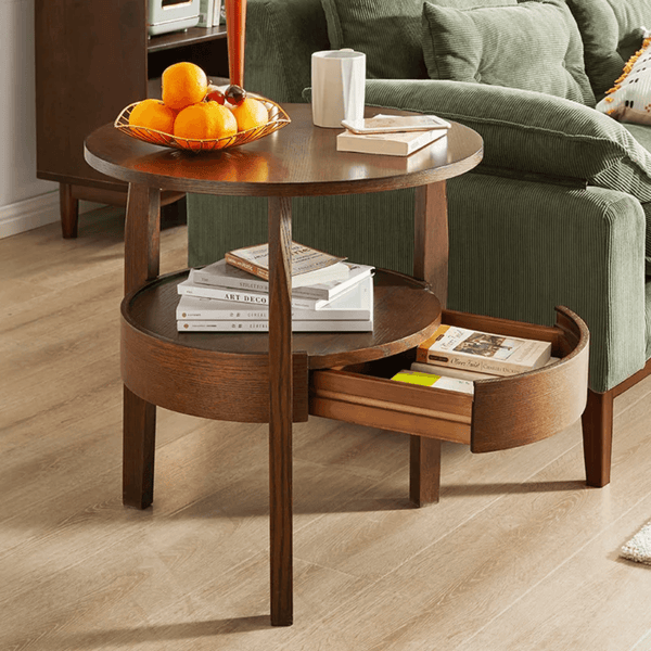 Solid Wood Side Table Tea Table Creative Corner Table With Drawer