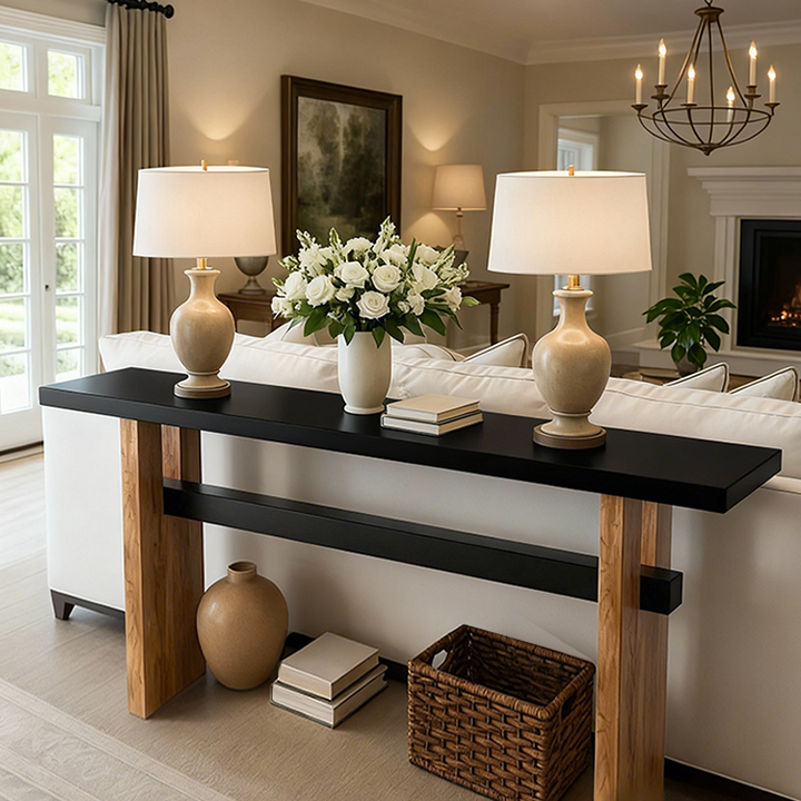 Solid Pine Wood Console Table – Minimalist Entryway & Sofa Table, 31 ...