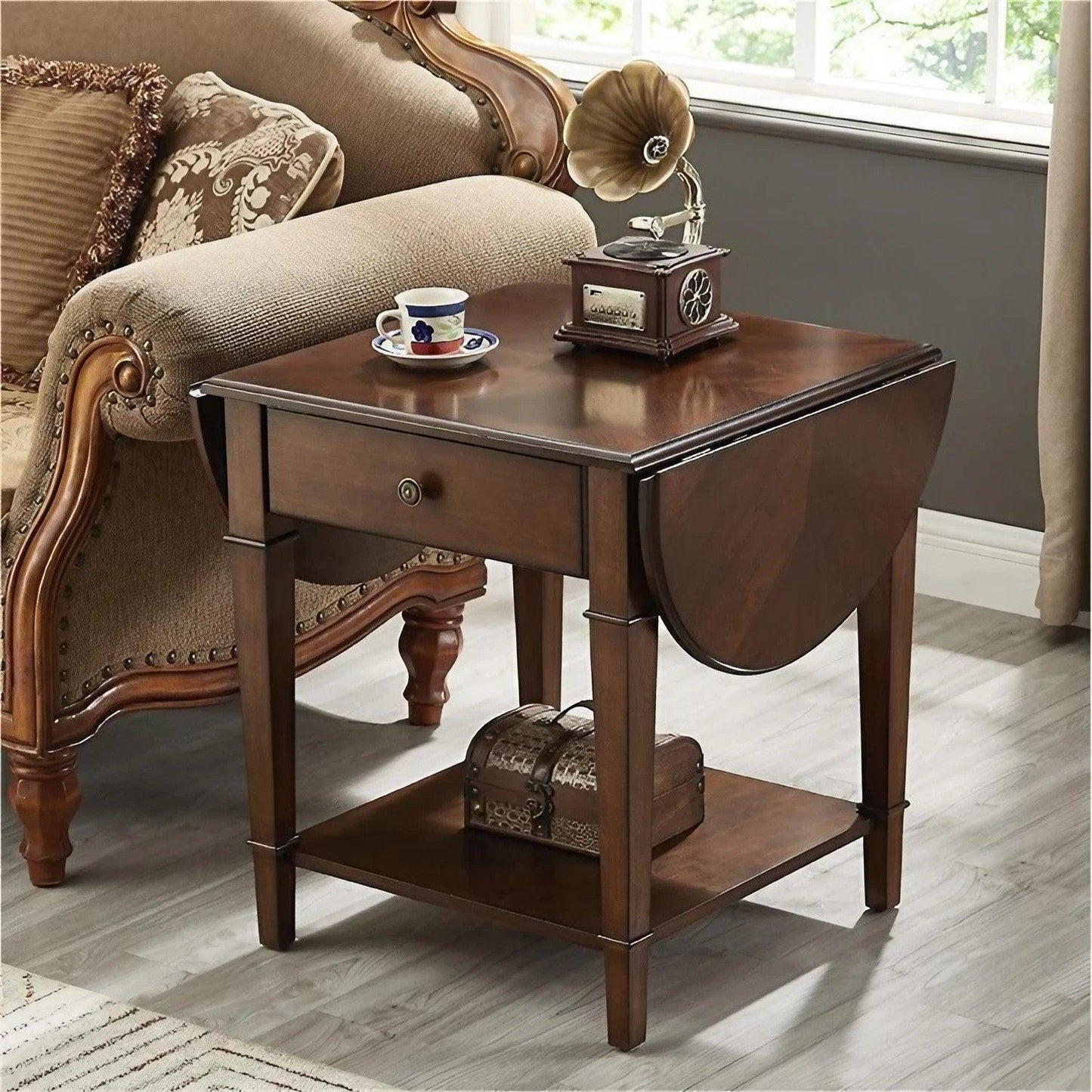 Solid Wood Foldable Sofa Side Table Living Room Telephone Table