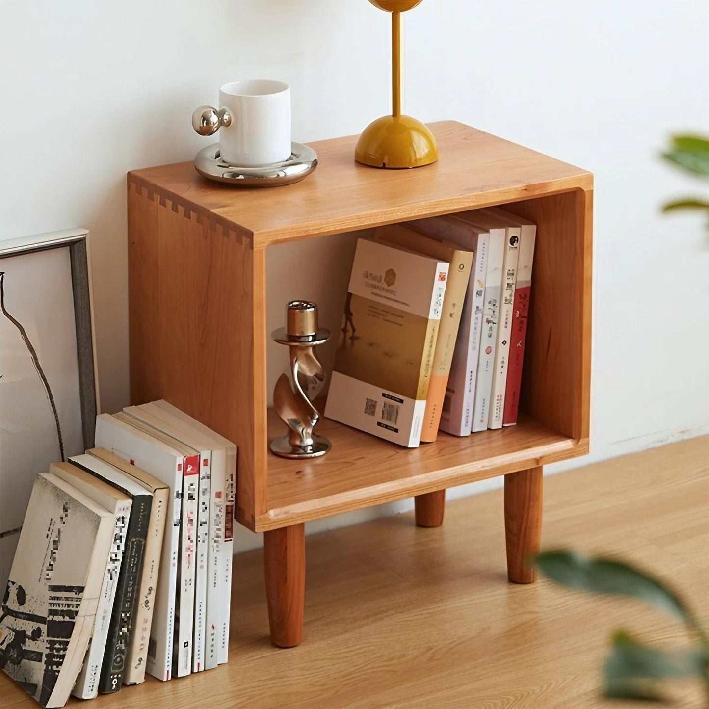 Solid Wood Modular Single Box Bookcase with Four Legs Open Storage Shelving Bedroom Nightstand