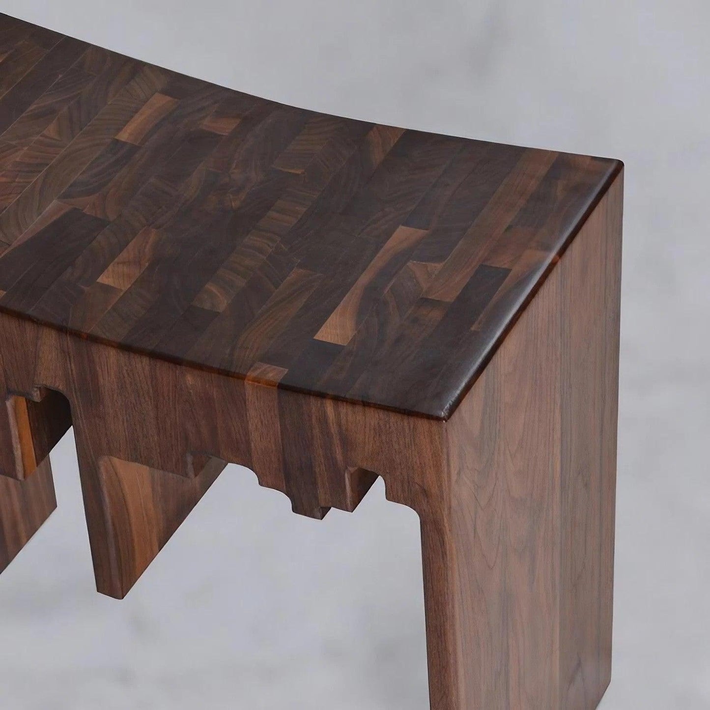 City Skyline Walnut Wood Accent Stool