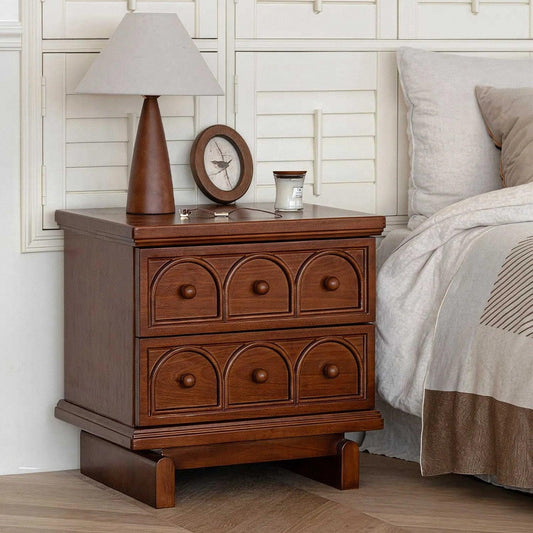 Vintage Solid Wood Arched Bedside Table