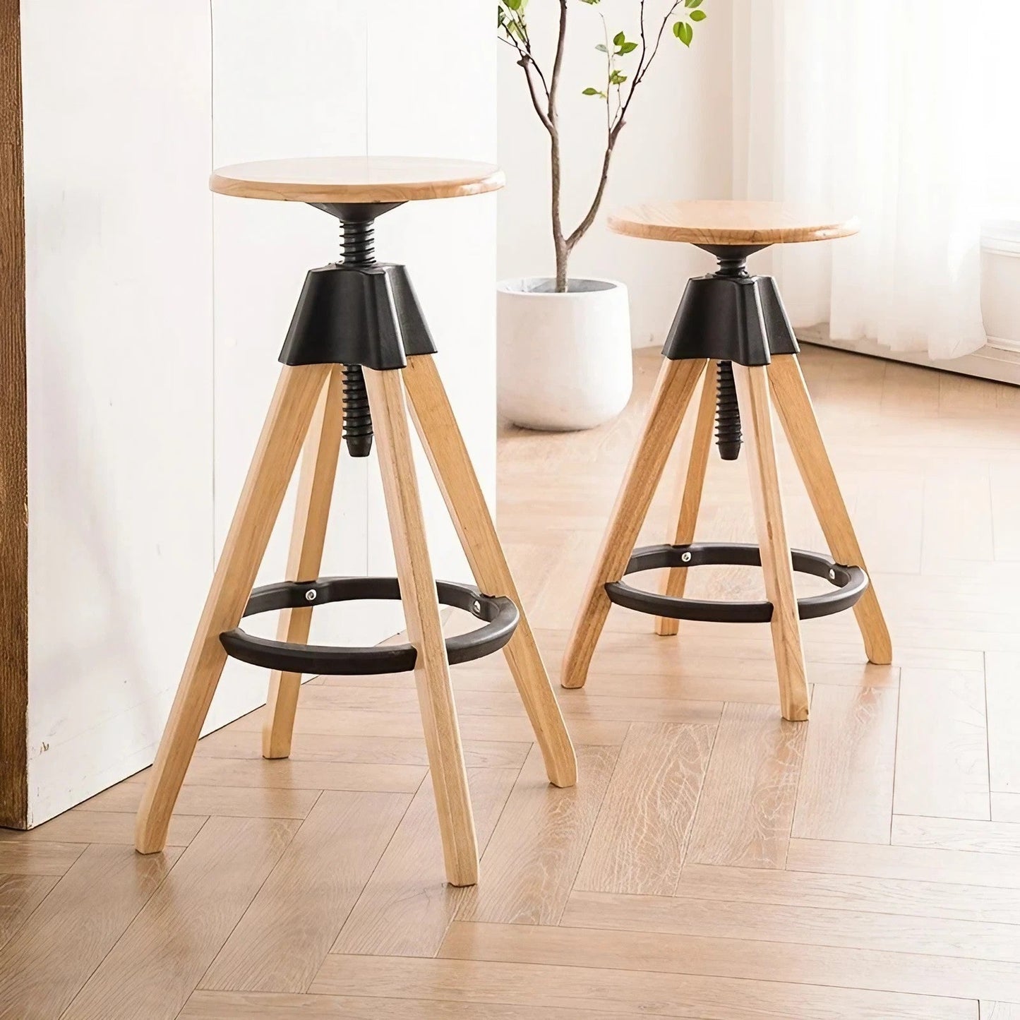 Simple Wood Swivel Lift Stools Counter Stools Bar Stools