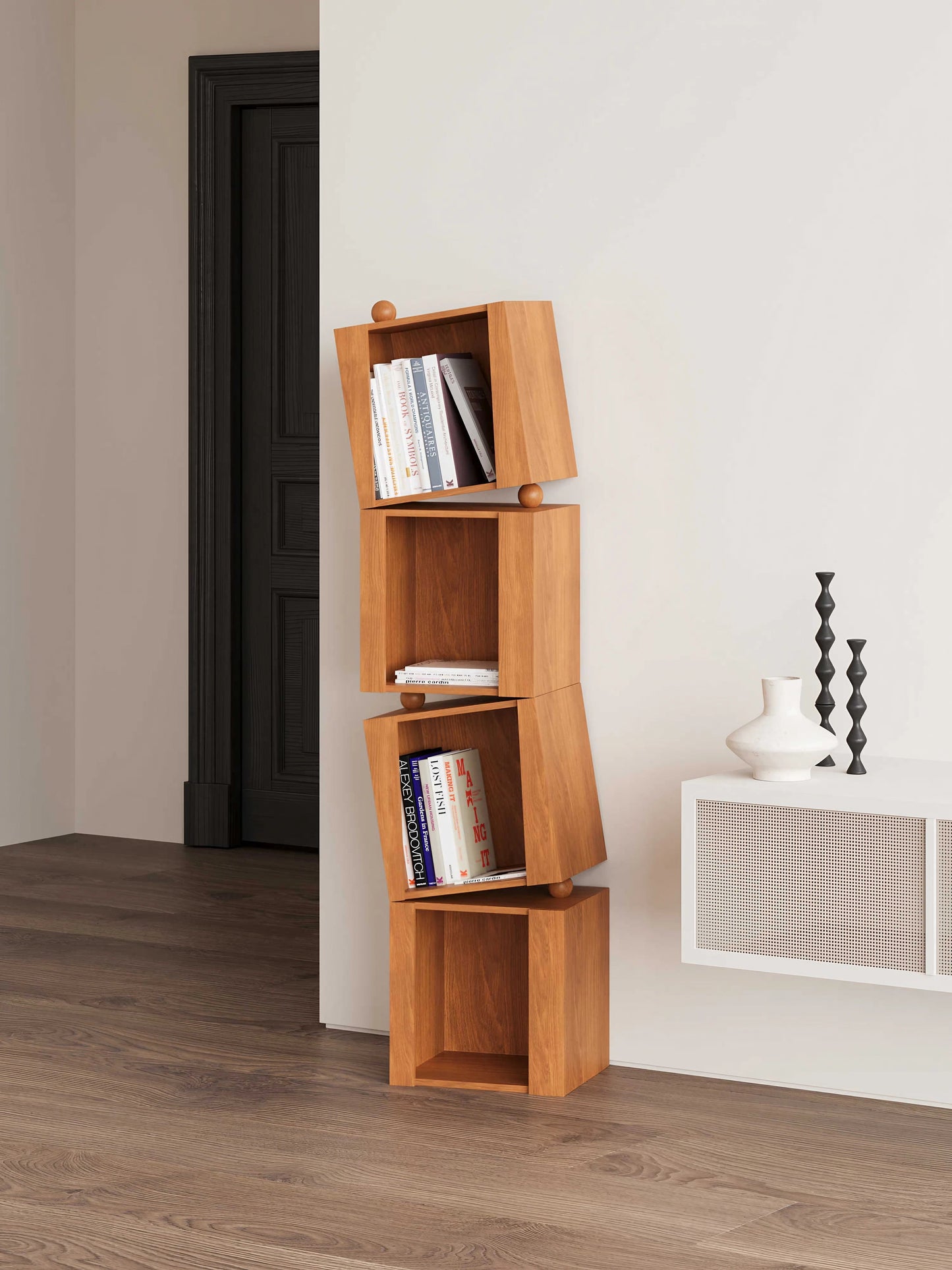 Solid Wood Irregular Creative Combination Floor-Standing Bookshelf Storage Cabinet