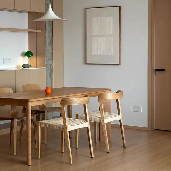 Scandinavian Solid Wood Dining Chair with Handwoven Paper Cord Seat – Single or Set of 2