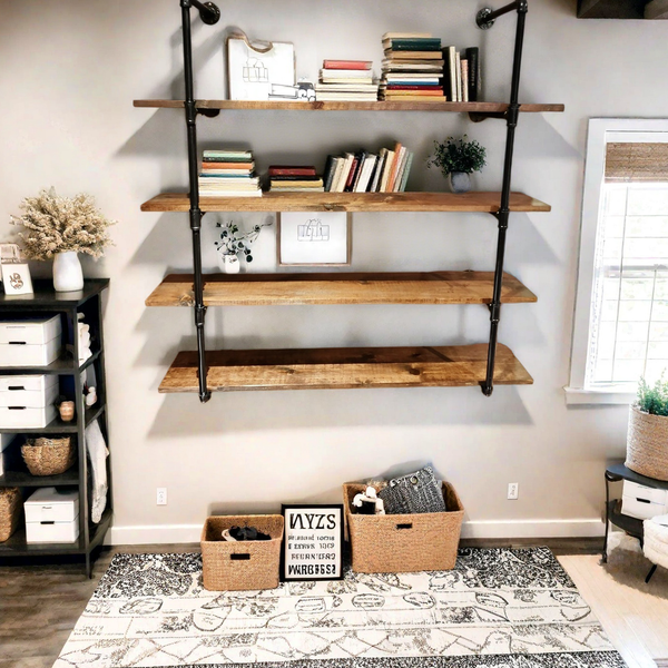 Industrial-Style Wall-Mounted Floating Shelves, Open Bookshelves, Wine Displays, Kitchen Storage, Industrial-Style Pipe Racks, Wall-Mounted Shelves