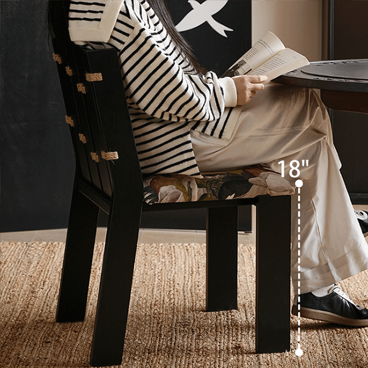 Chair And Knot Rope Solid Wood + Rope Knot Dining Chair, Black Dining Chair, Modern Dining ...