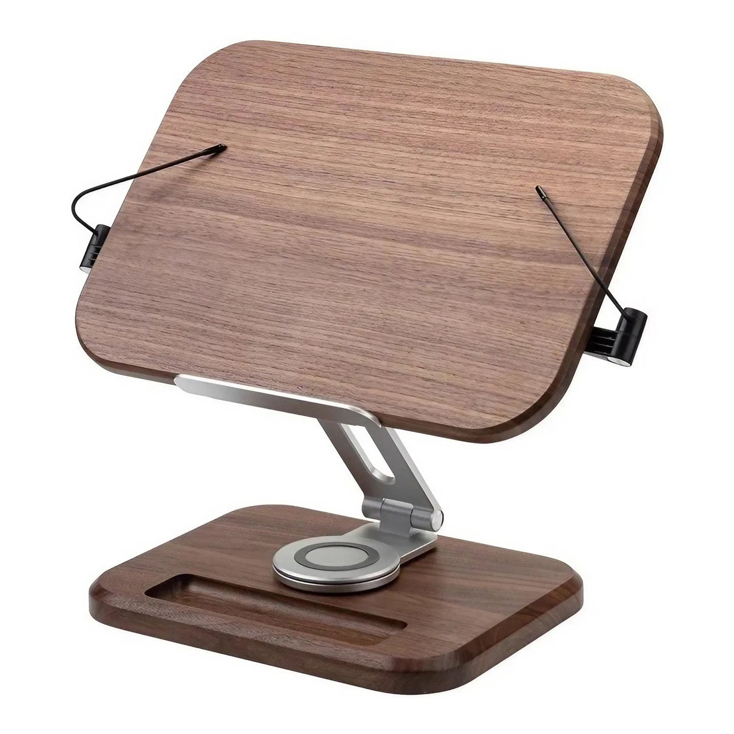 Walnut Solid Wood 360° Rotating Adjustable Foldable Lifting Desktop Book Holder Laptop Bracket