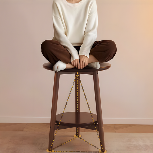 Solid Wood Round Side Table, Living Room Table, Multifunctional Nightstand, Double-Tier Storage Table