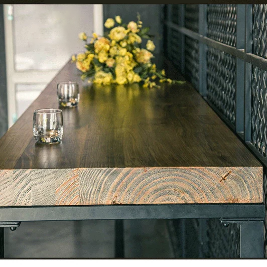 (Solo) H41" Kitchen Bar Table with Foot Rail, Industrial-Style Bar Table, Commercial Counter Height Narrow Dining Table