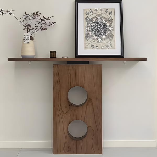Modern Solid Wood Console Table with Artistic Cutout Base – Entryway & Hallway Furniture