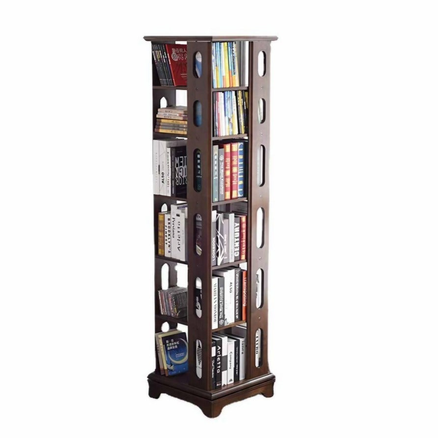 Rotating Bookshelf Solid Wood 360° Rotating Bookcase Floor-Standing Bookcase