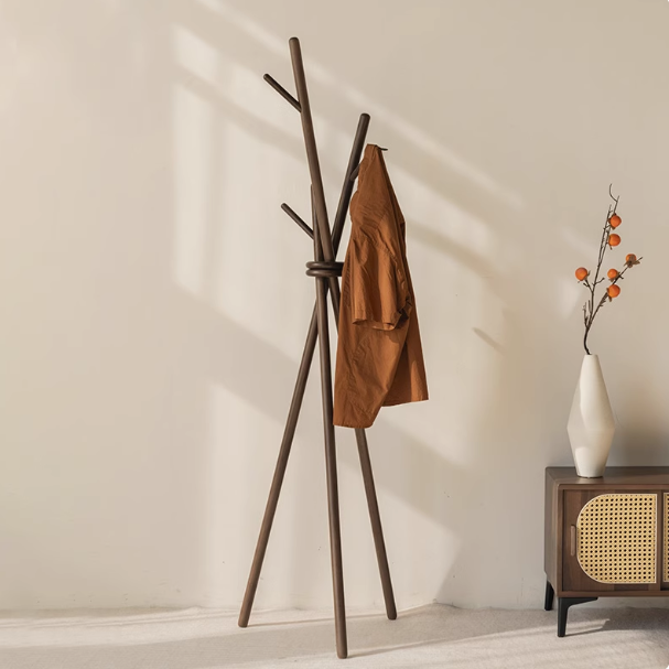 Solid Wood Floor Coat Rack, Rustic Wooden Home Storage, Entryway Stora ...