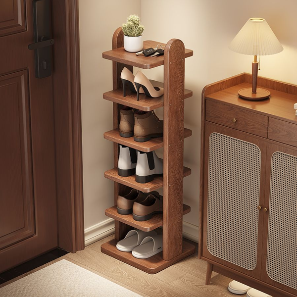 Wooden Shoe Rack, Standing Shoe Rack, Tall Narrow Multi-Tier Shoe Rack, Space-Saving Corner Shoe Storage Rack