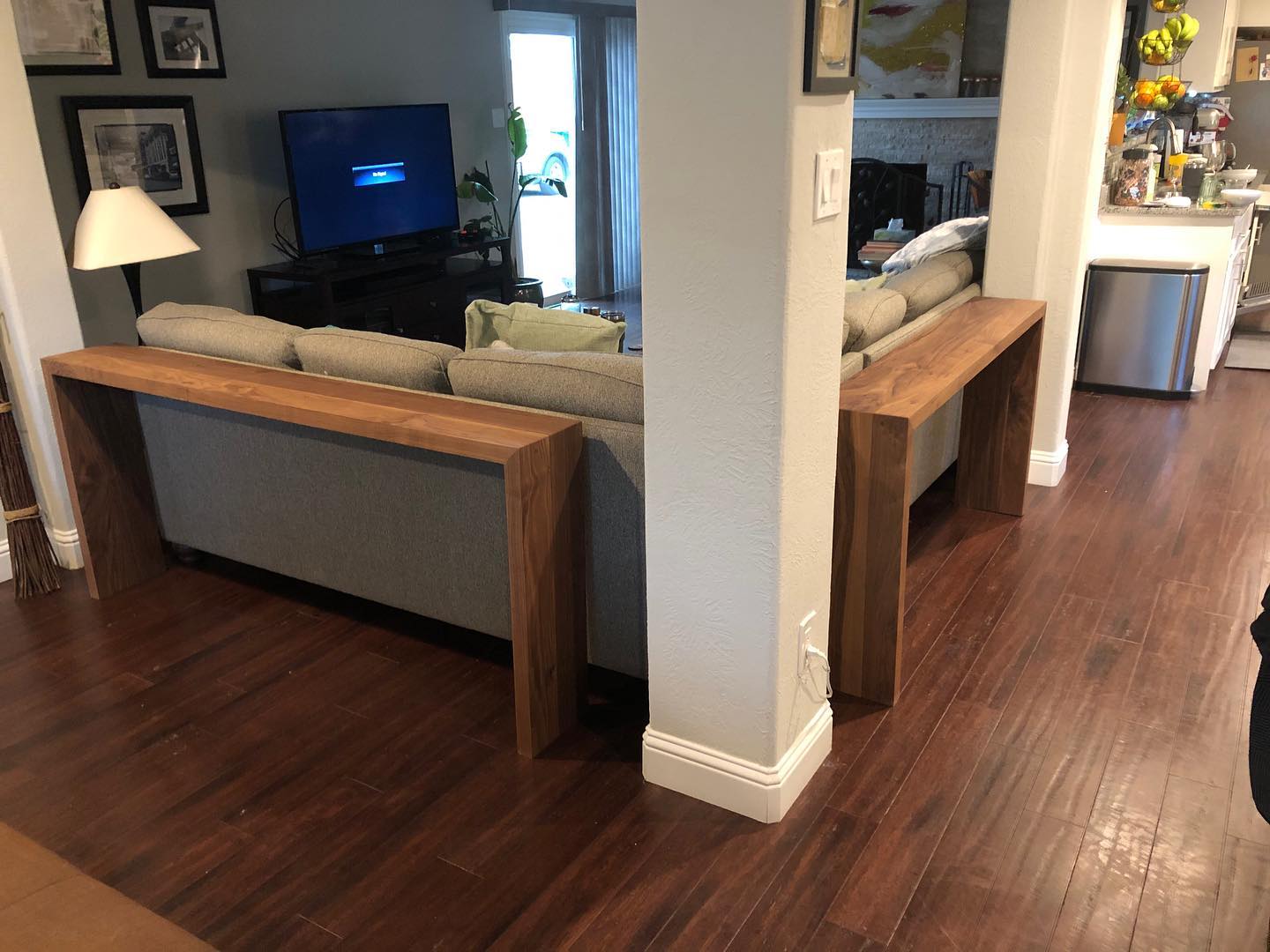 Modern Waterfall Console Table, Modern Wood Entry Table, TV Console, Black Walnut