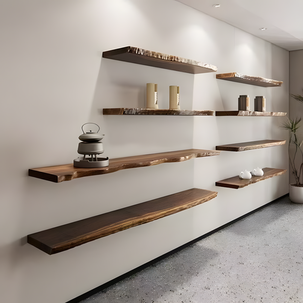 Minimalist Solid Wood Floating Shelf – Handcrafted, Hidden Rod Mount, 16" – 79"