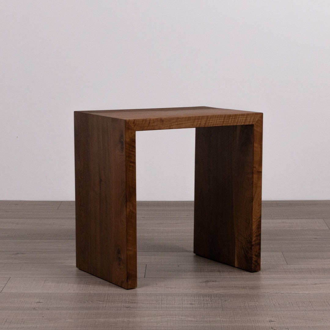 Modern Waterfall End Table or Side Table, Handmade Wooden Side Table, Black Walnut