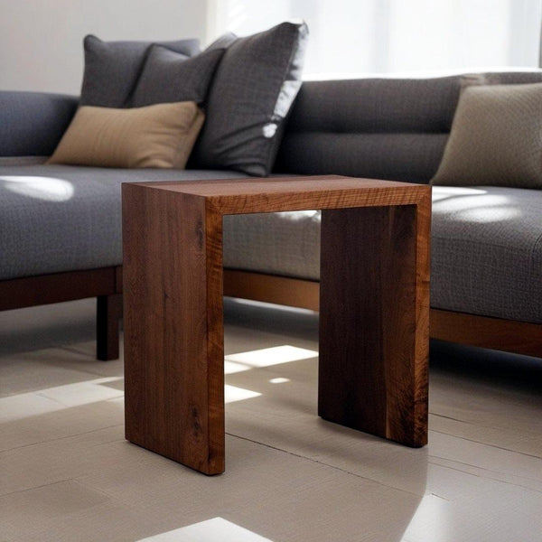 Modern Waterfall End Table or Side Table, Handmade Wooden Side Table, Black Walnut