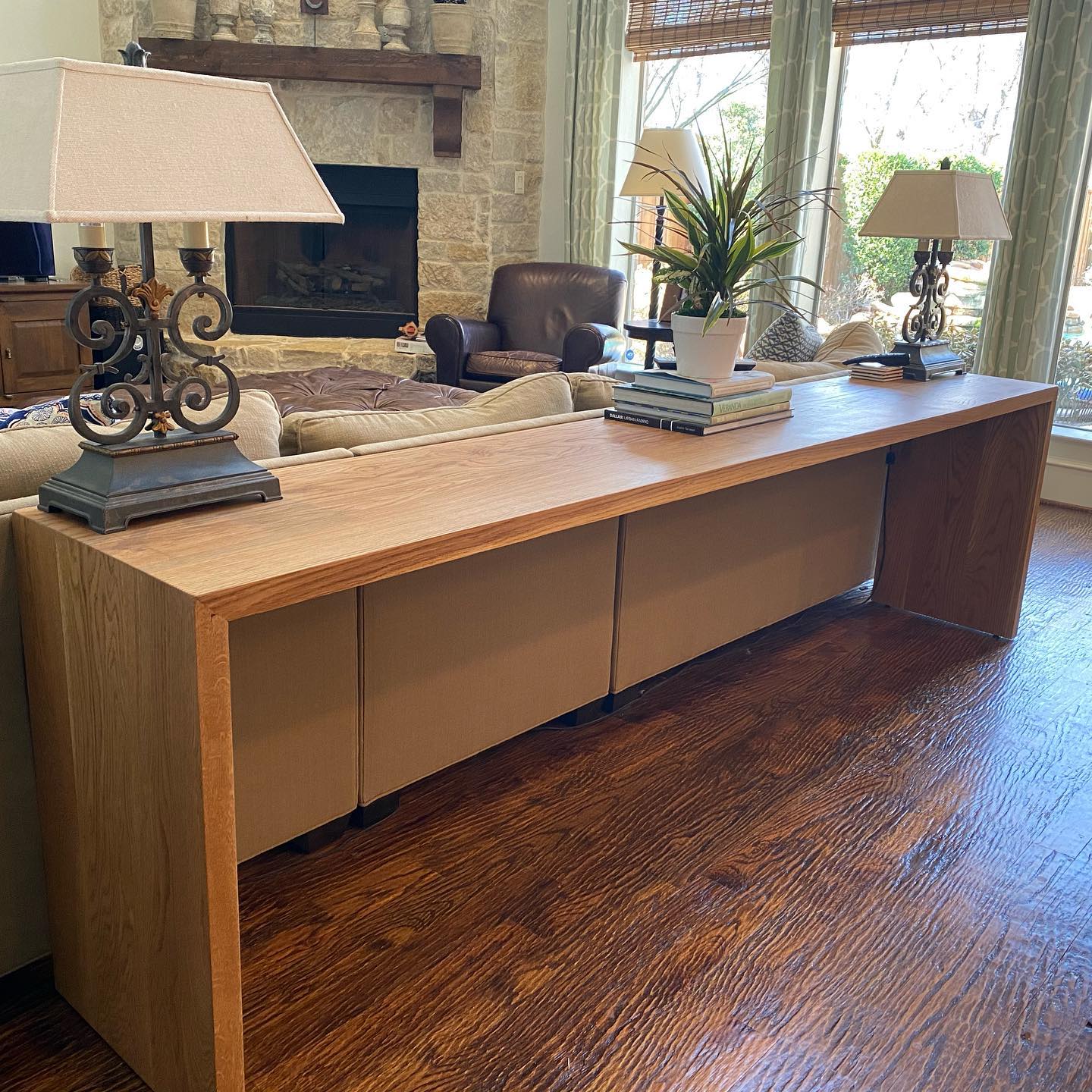 Modern Waterfall Console Table, Modern Wood Entry Table, TV Console,White Oak