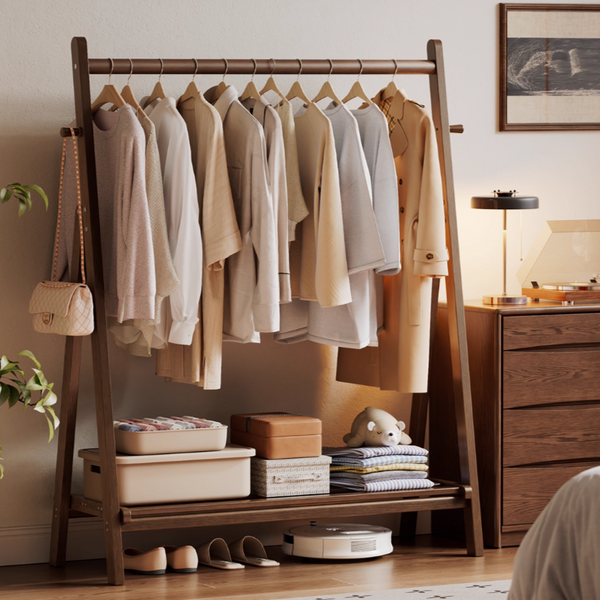 Solid Wood Clothes Rack, Coat Rack, Bedroom Storage Rack, Multi-Functional Hanging Rack, Floor-Standing Clothes Rack