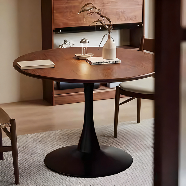 Round Dining Table, Solid Wood Tabletop, Compact Coffee Bar, Breakfast Table, Living Room Balcony Coffee Table