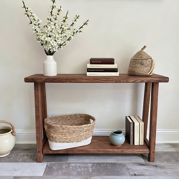 Rustic Console Table, Farmhouse Entry Table Sofa Table, Vintage Slender Table, Hall Table With Shelves, Multifunctional Storage Table