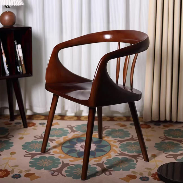 Mid-Century Solid Wood Dining Chair – Modern Minimalist Accent Chair