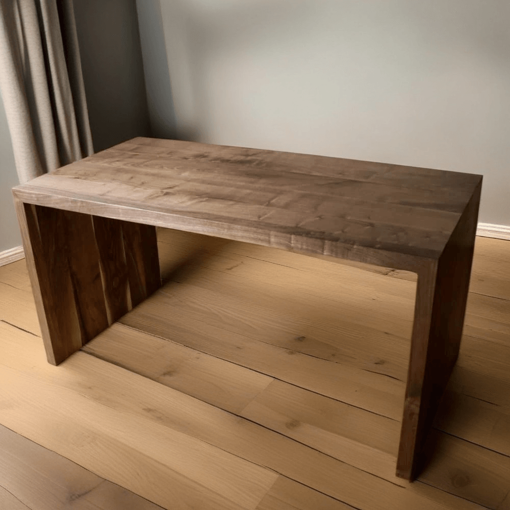 Modern Waterfall Desk, Handmade Straight Edge Desk, Black Walnut