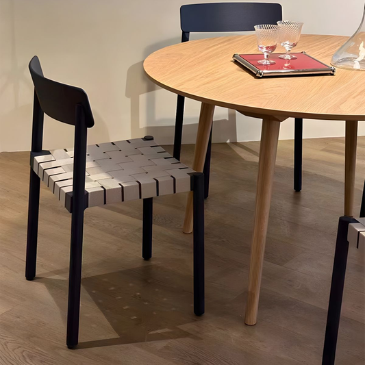Set of 2 Solid Wood Dining Chairs with Woven Seat – Modern Accent Chairs, Fully Assembled