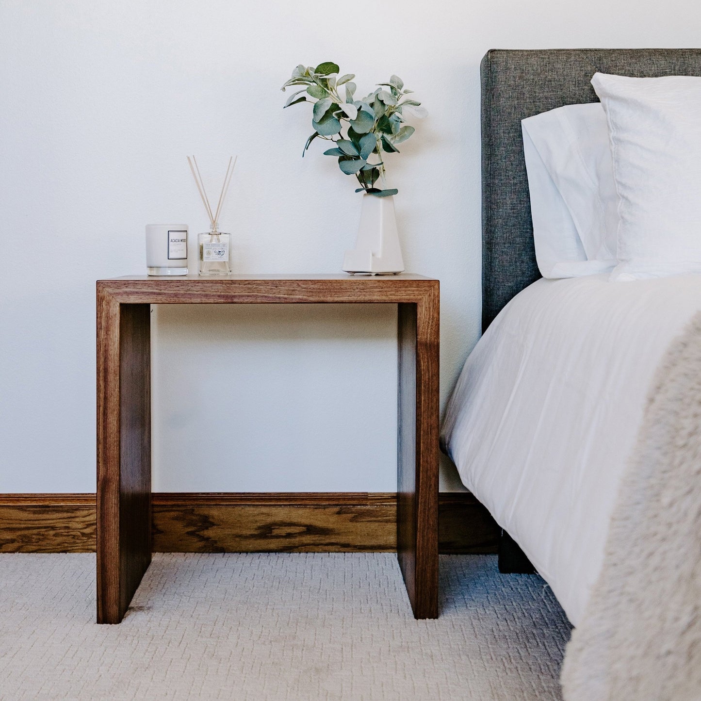 Modern Waterfall End Table or Side Table, Handmade Wooden Side Table, Black Walnut