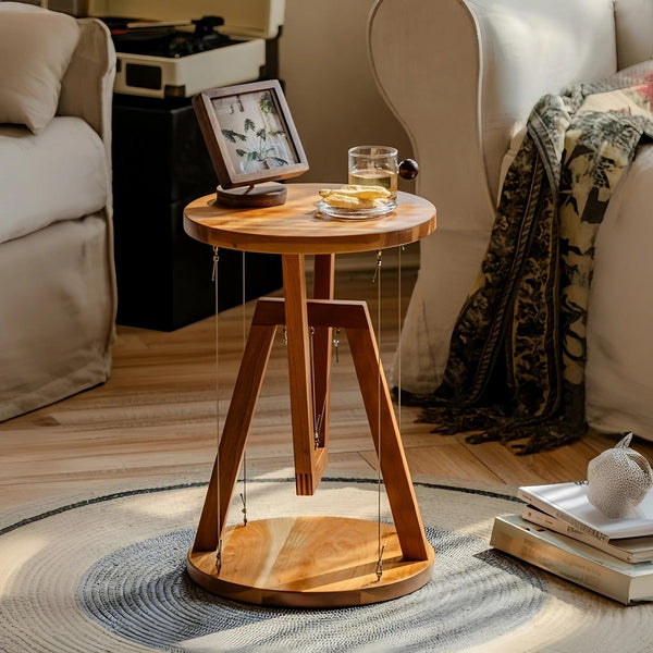 Solid Wood Anti-Gravity Floating Round Side Table End Table Coffee Table